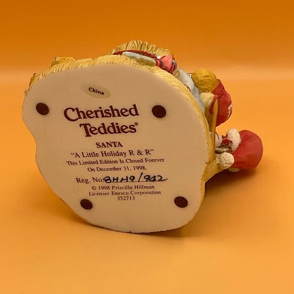 Cherished Teddies Santa A Little Holiday R R 1998 Limited Edition Enesco - Picture 7 of 7